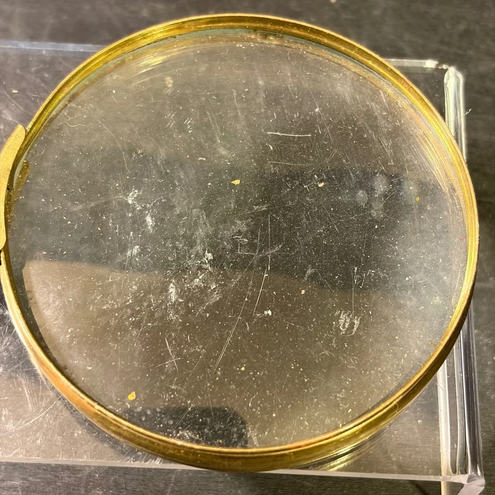 Vintage Brass Handheld Magnifying Glass Cream Turned Handle Large 4 Inch Lens